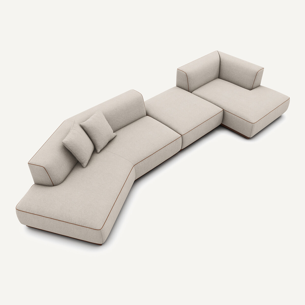 Canapé d'angle droit ouvert avec repose-pieds en texturé viscose et lin, JACOPO naturel, AM.PM