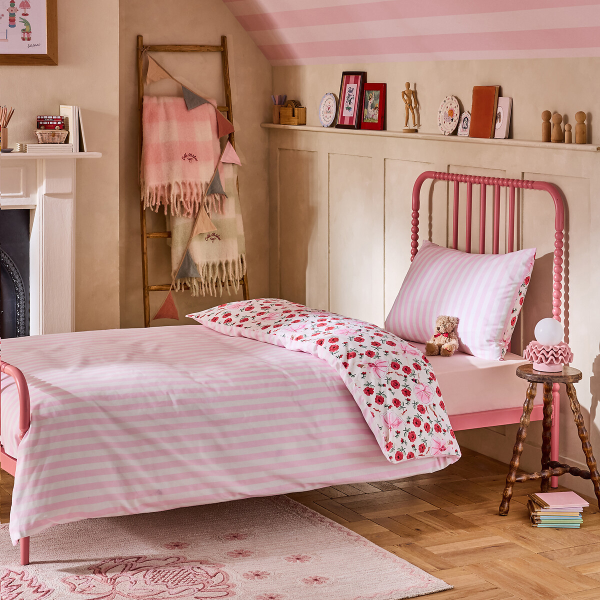 Life Is A Stage Ballerina Floral Reversible Duvet Cover and Pillowcase Set pink, CATH KIDSTON