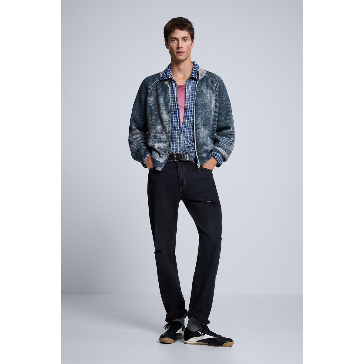 Veste jacquard dégradée noir, DESIGUAL