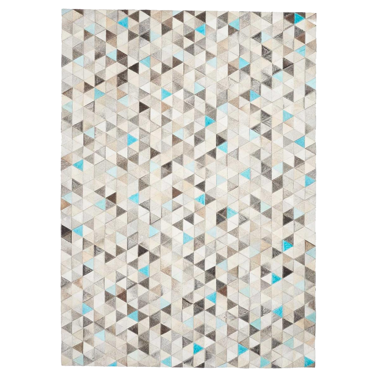 Tapis peau de vache MULTICA, kilim fait main turquoise, UN AMOUR DE TAPIS