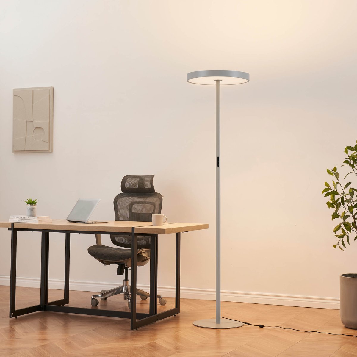 Lampadaire LED tactile moderne - NOLAN argenté / chromé, KOSILUM
