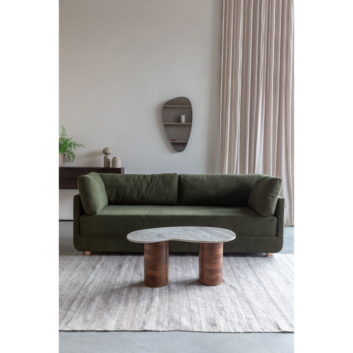 Table basse en bois de manguier et marbre - SAKI blanc, MATHI DESIGN
