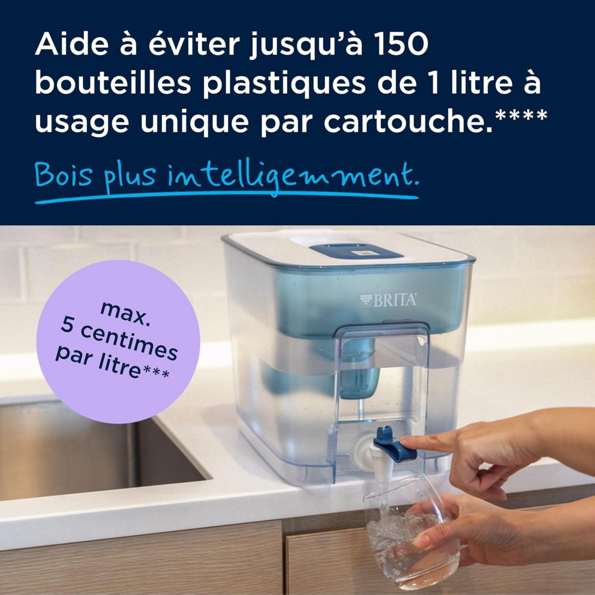 Distributeur d'eau filtrée Flow bleu translucide, BRITA