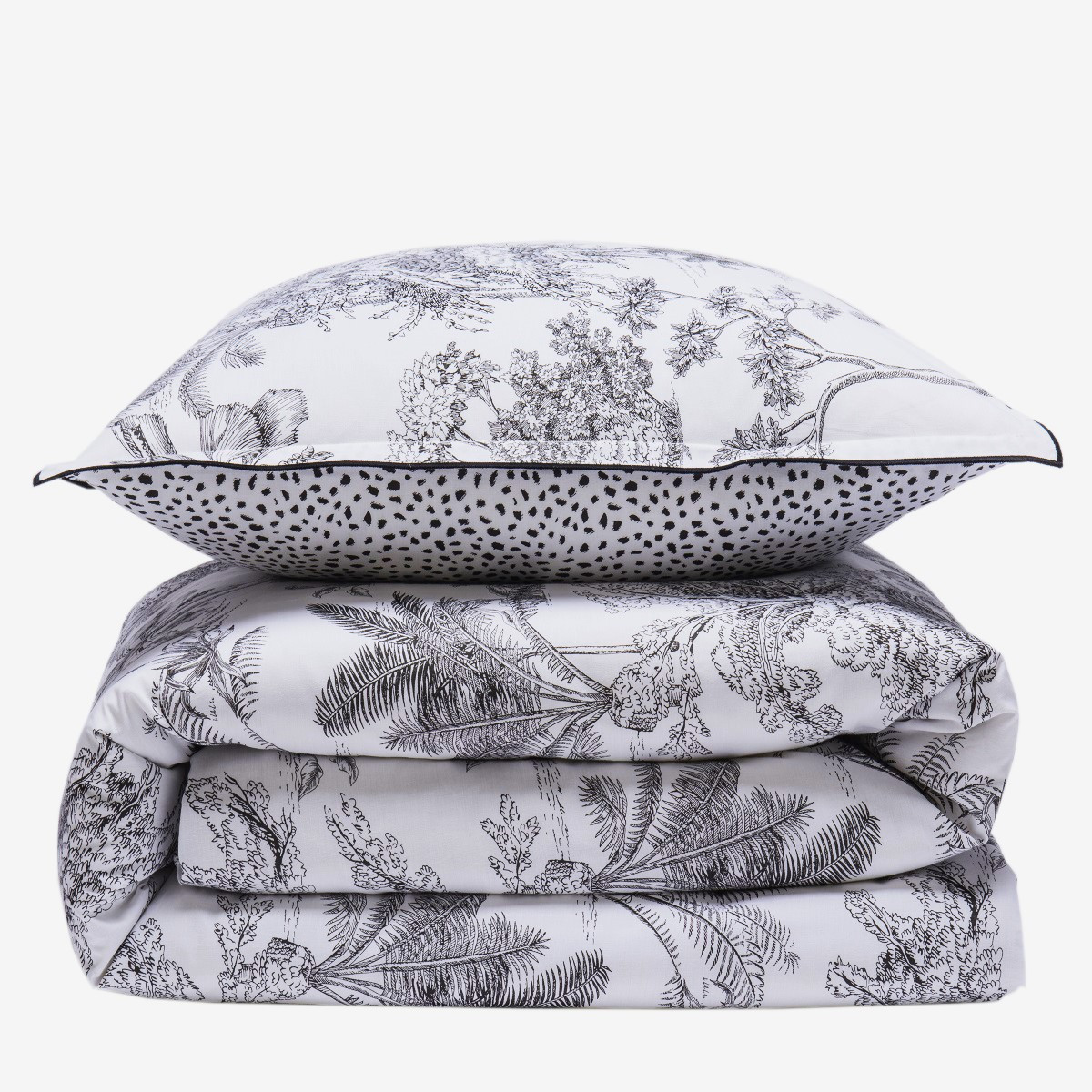 Parure de lit 1 personne en coton 57 fils imprimé blanc FAUVE blanc, FUTURE HOME