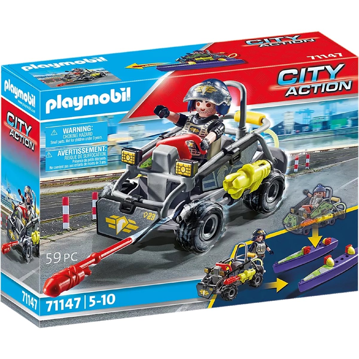 City ActionQuad transformable de bandit multicolore, PLAYMOBIL