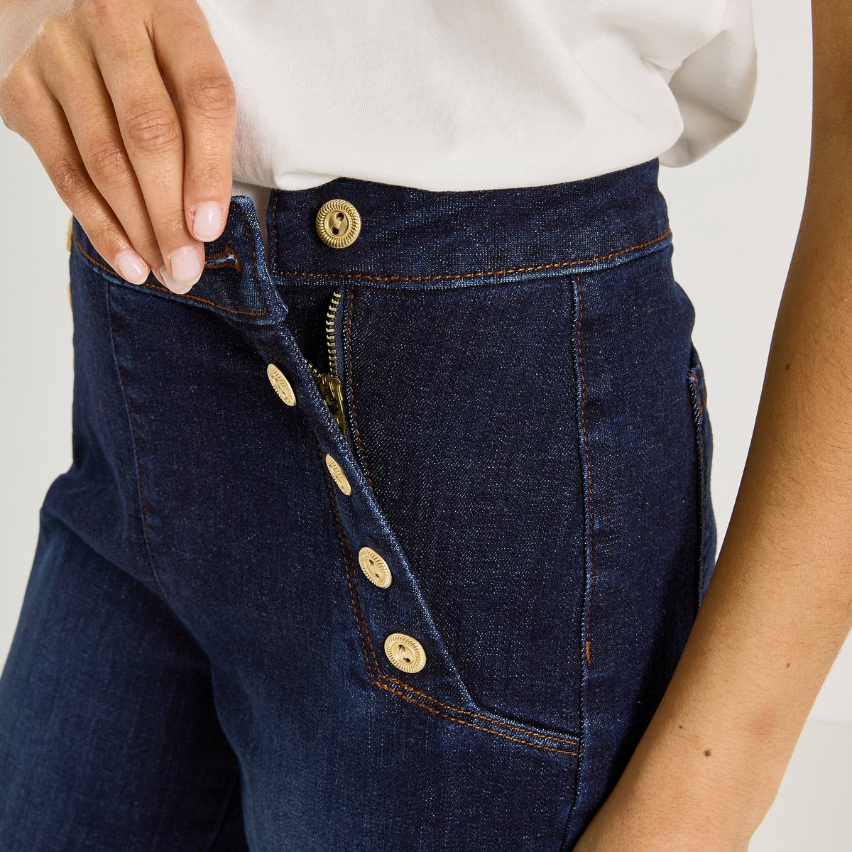 Jean flare pont TPOMPON TALL F02 bleu, GRAIN DE MALICE