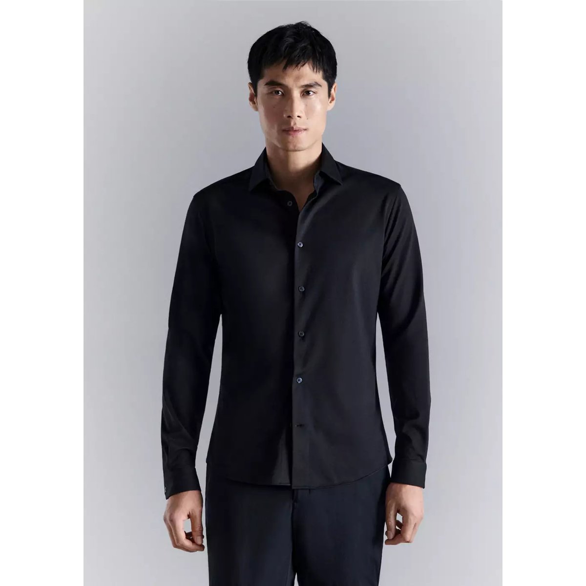 Chemise slim-fit coton comfort stretch non-iron bleu marine, MANGO MAN
