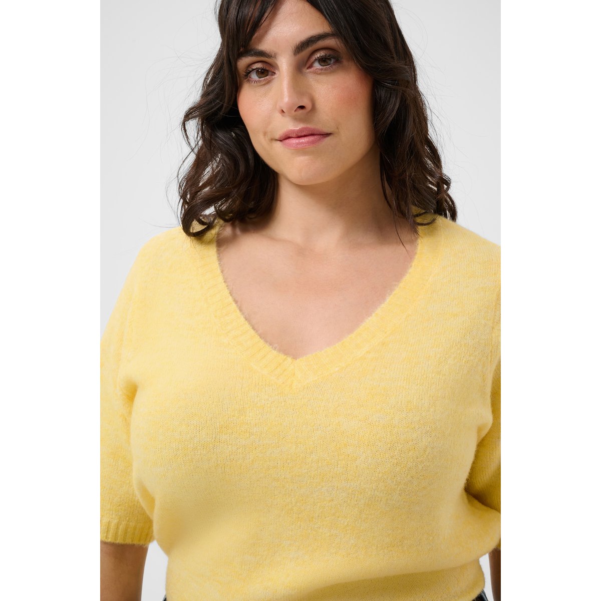 Pullover tricoté jaune sunlight, KAFFE CURVE