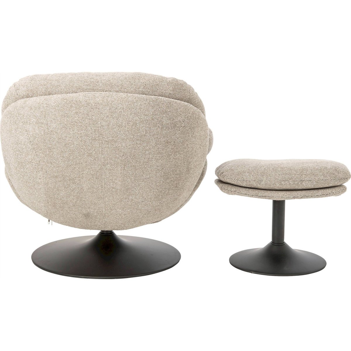 Chaise longue en métal avec repose-pied beige et noir, RECOLLECTION