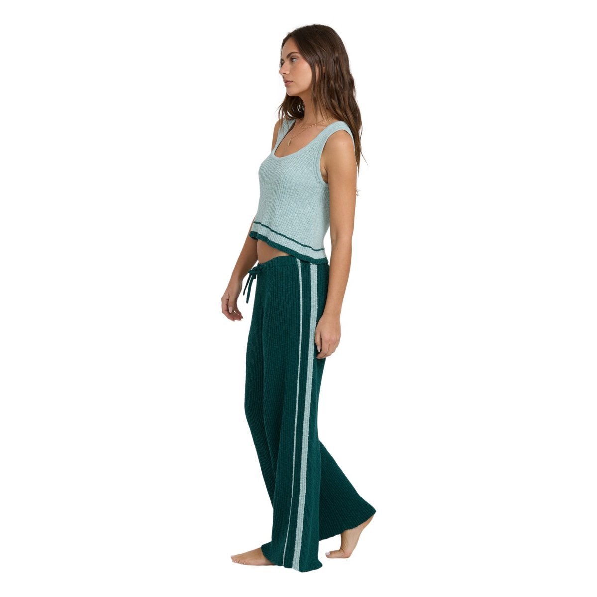 Pantalon évasé en tricot côtelé SUMMERY NIGHTS rose spruce green, BILLABONG