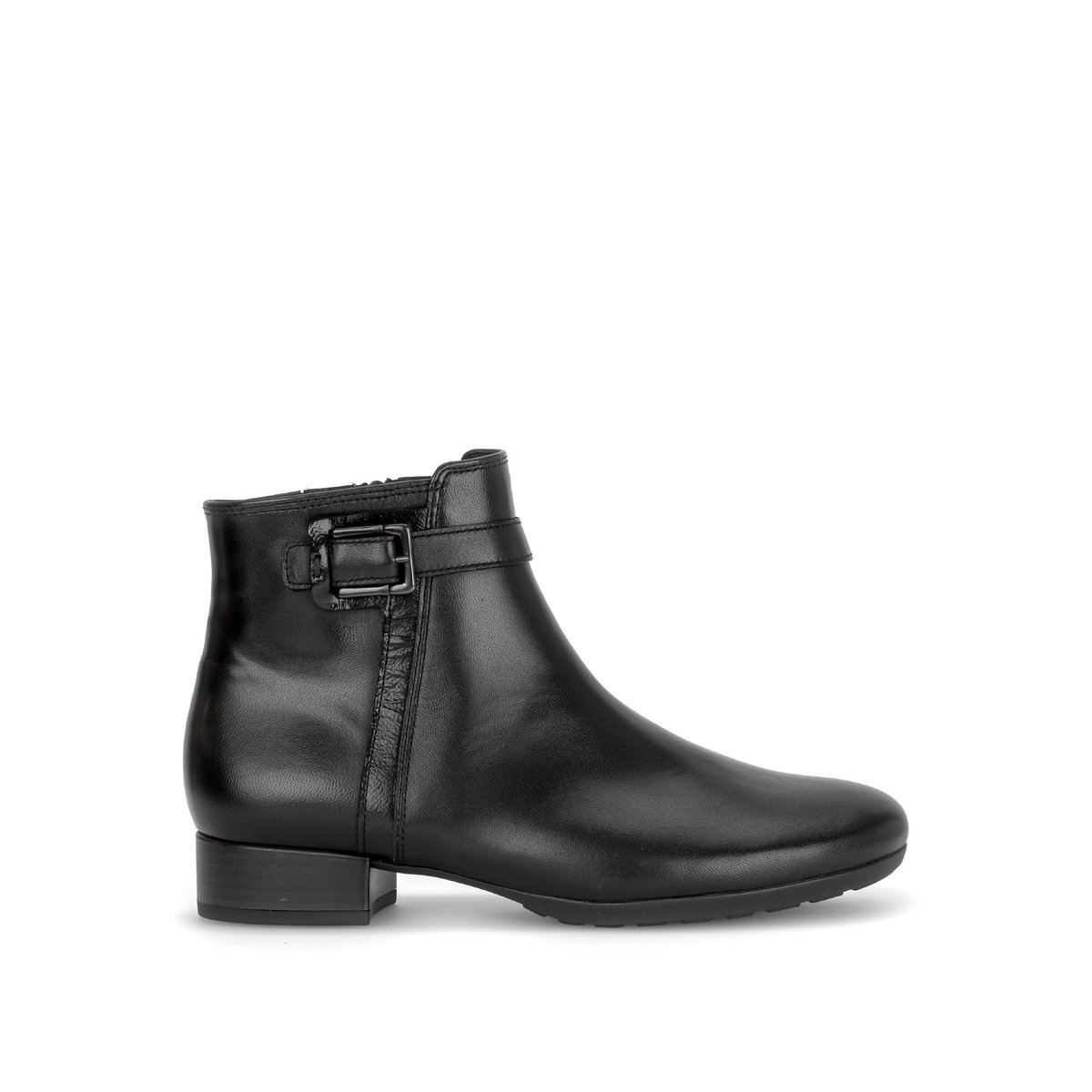 Bottines en cuir vernis à talon décroché noir, GABOR