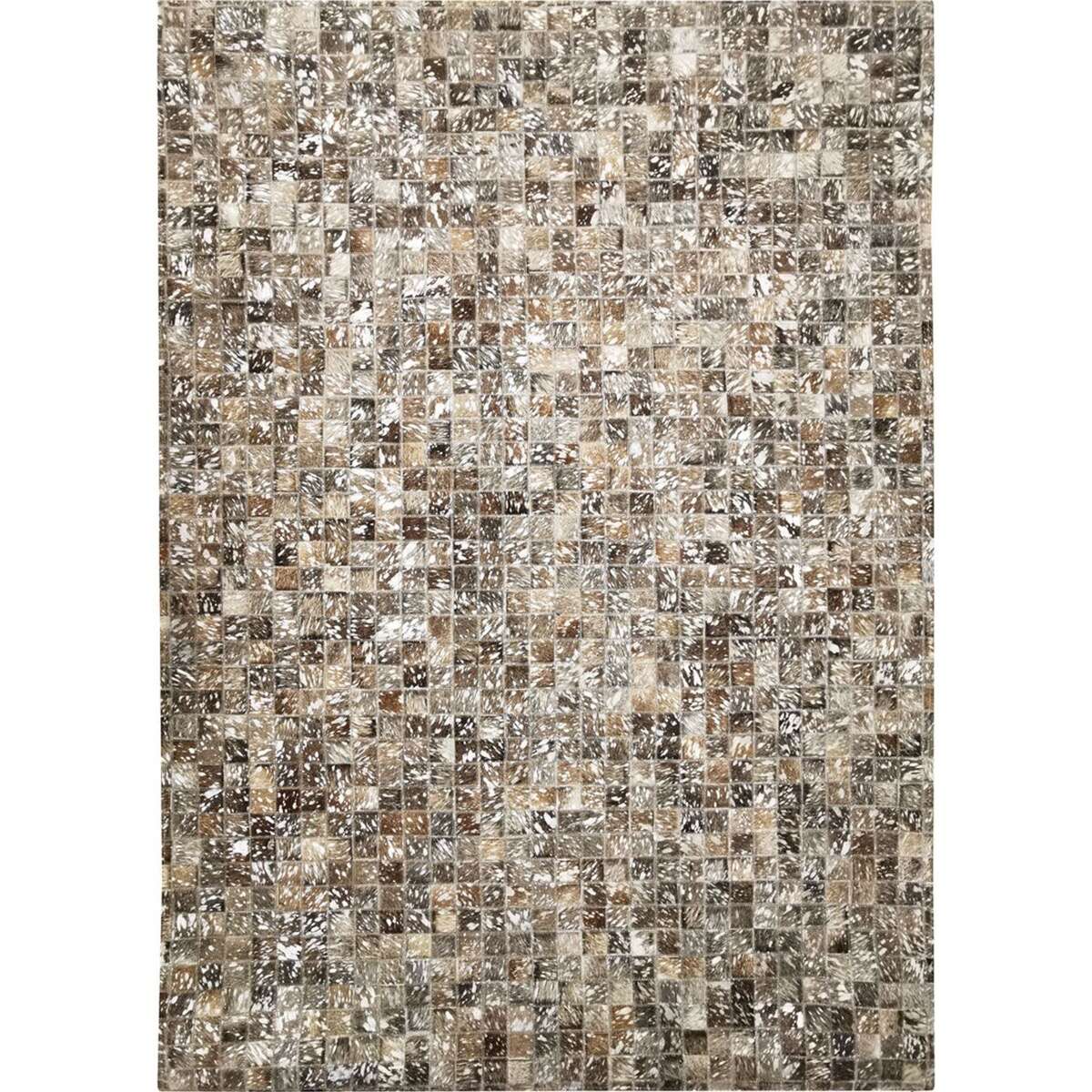 Tapis de salon en cuir recyclé CUIR EXTRA SILVER gris, THE DECO FACTORY