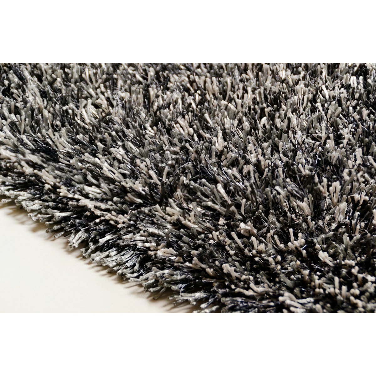 Tapis salon shaggy Girly longs poils argent, THEKO