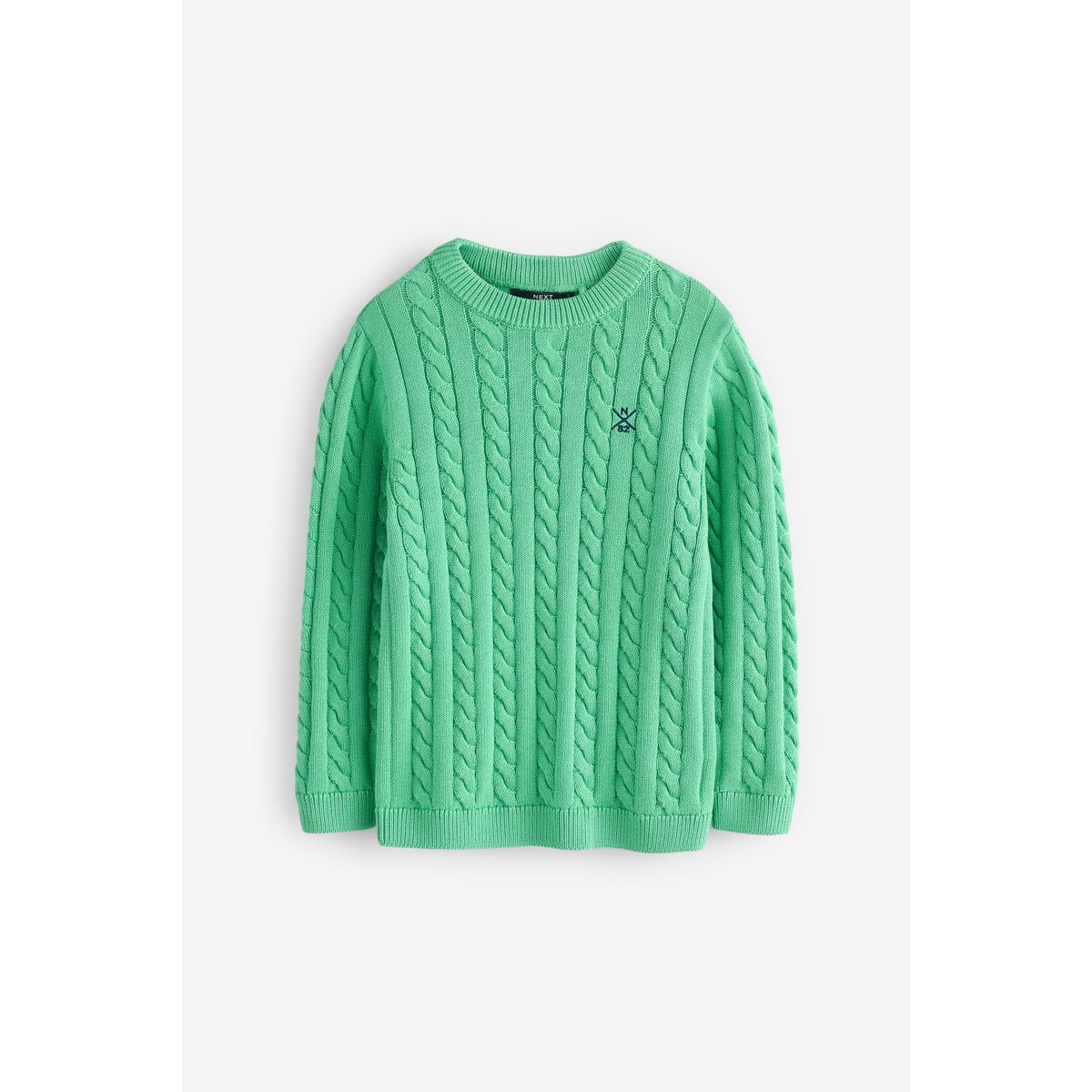 Pull ras du cou en maille torsadée vert, NEXT