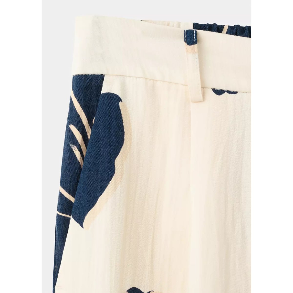 Pantalon droit en lyocell à imprimé floral blanc cassé, MANGO