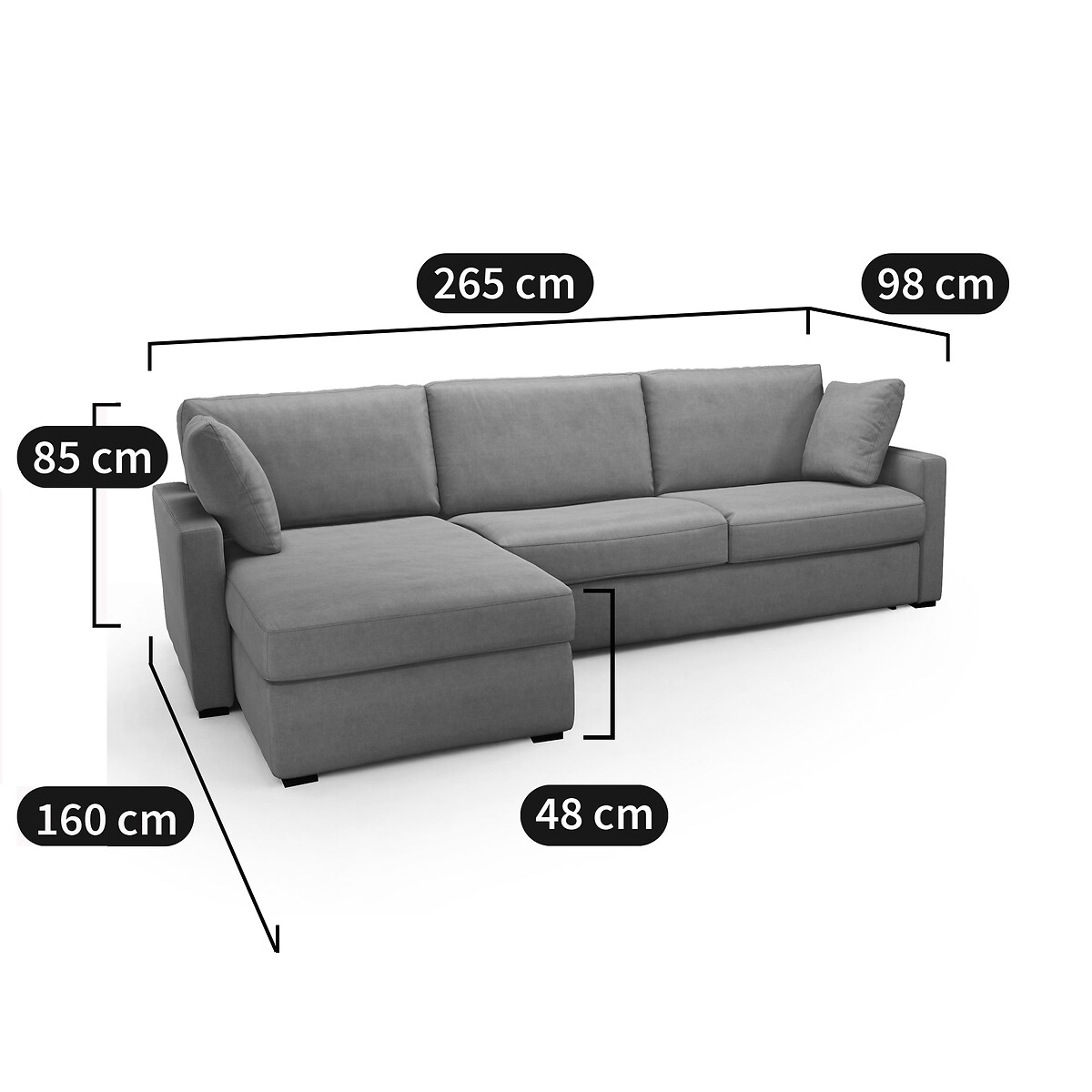 Canapé d'angle, convertible, 4 places, en polyester, Comfort Bultex®, TIMOR ecru, LA REDOUTE INTERIEURS