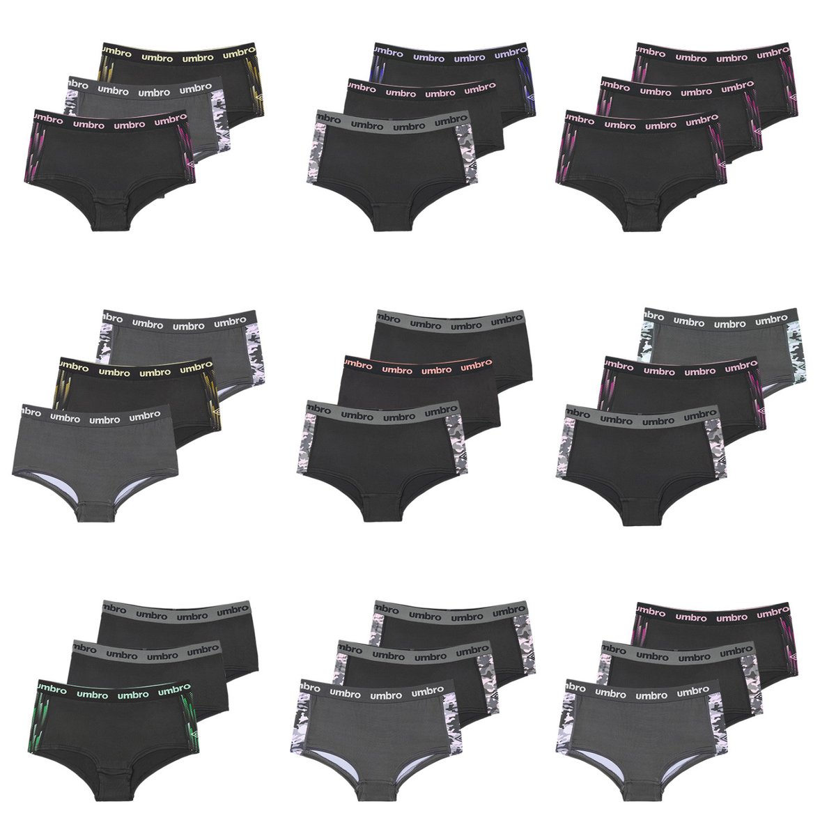 Lot De 3 Culottes Surprise Microfibre noir, UMBRO