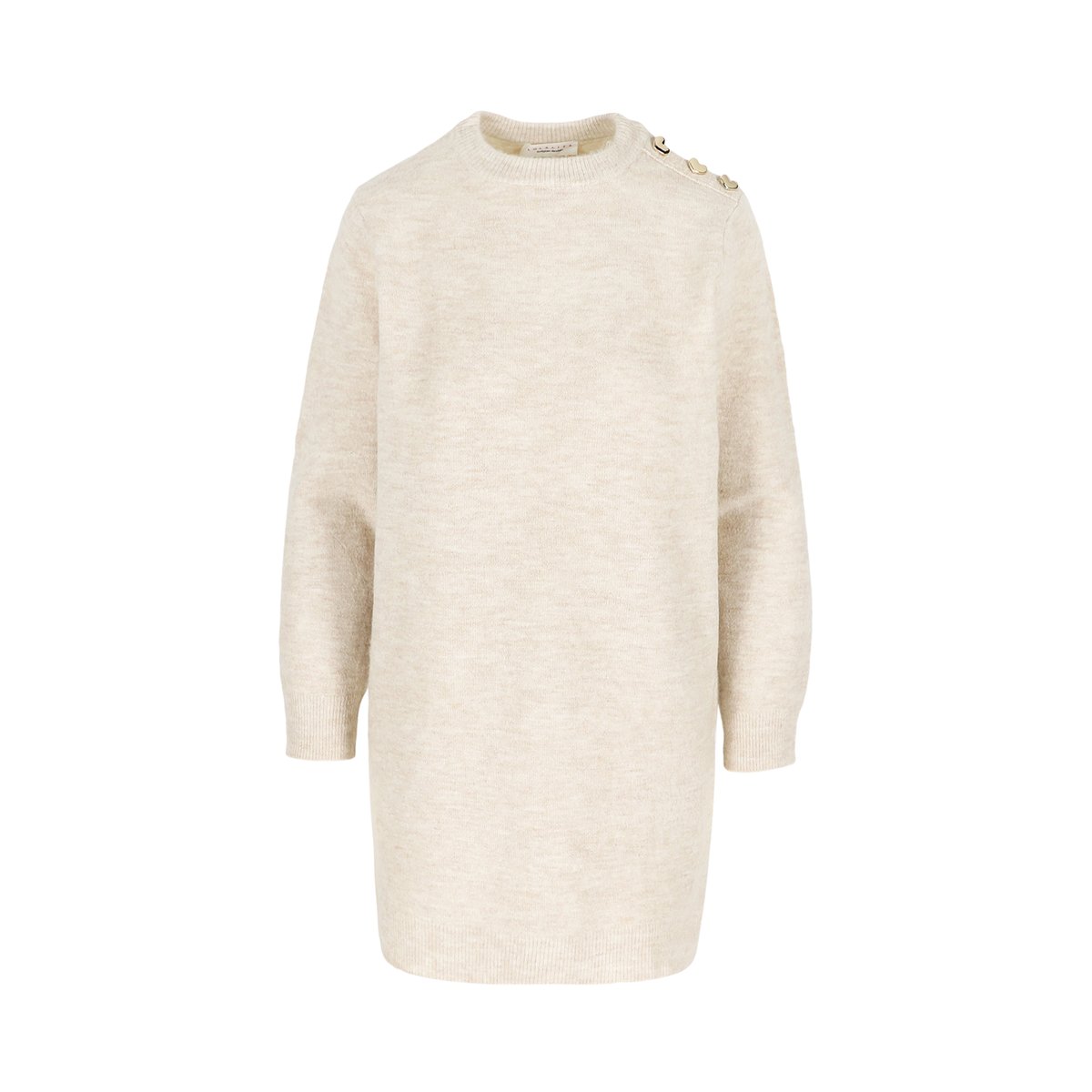 Robe pull à boutons coeur lt beige, LOLALIZA