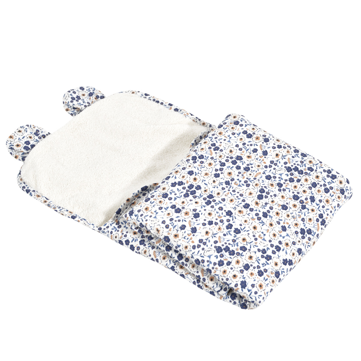 Tapis à langer de voyage coton bio BILLIE bleu, LITTLE CREVETTE