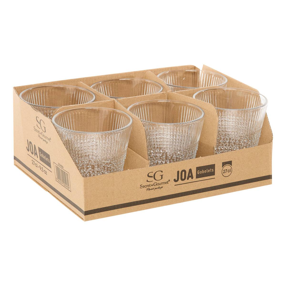 Lot de 6 gobelets JOA transparent, ATMOSPHERA