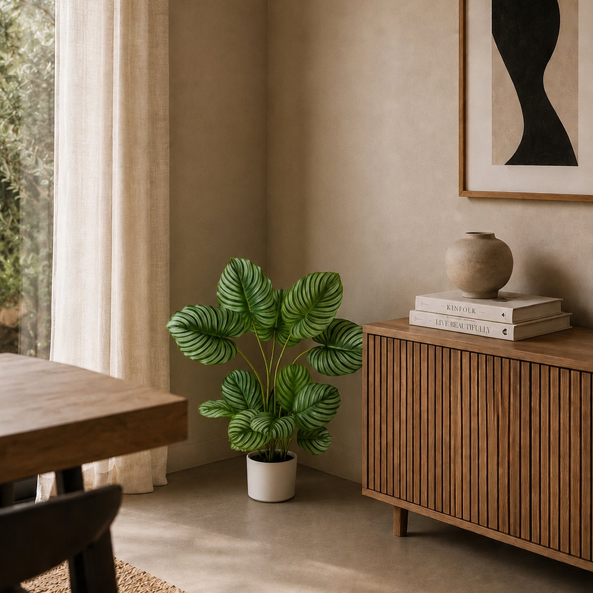Plante verte calathea artificiel 75cm vert, LIGNE DECO