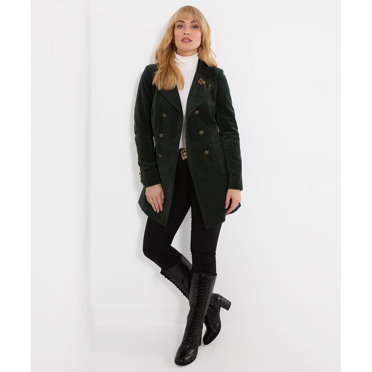 Manteau Croisé en Moleskine Esme vert, JOE BROWNS