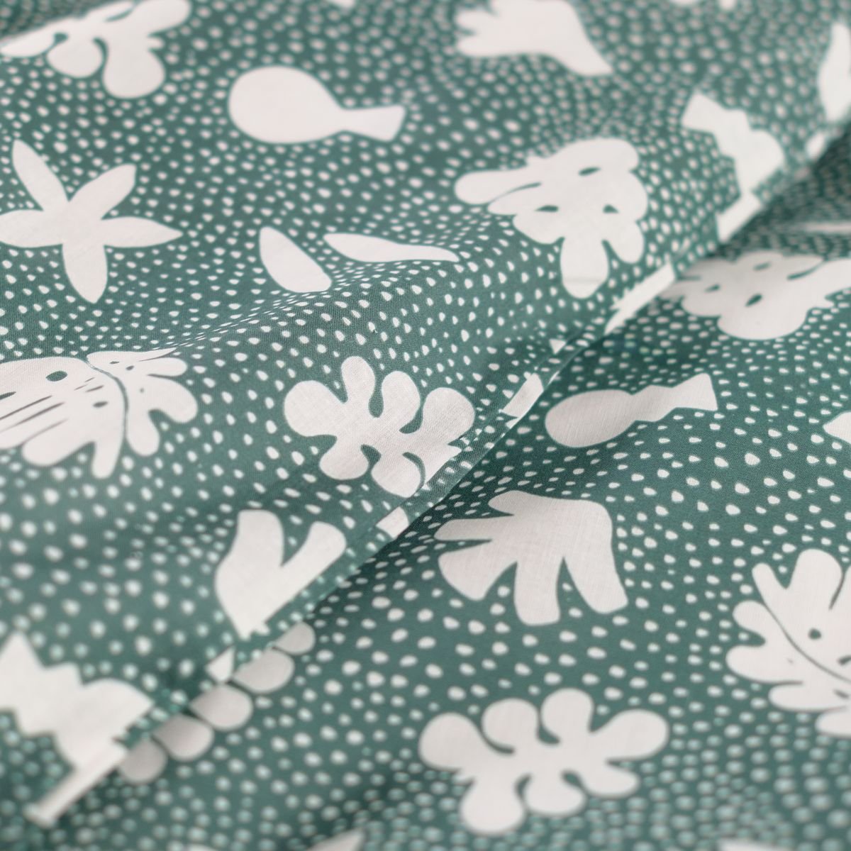 Parure de lit imprimé floral coton SUNSHINE AGATHE vert, TODAY