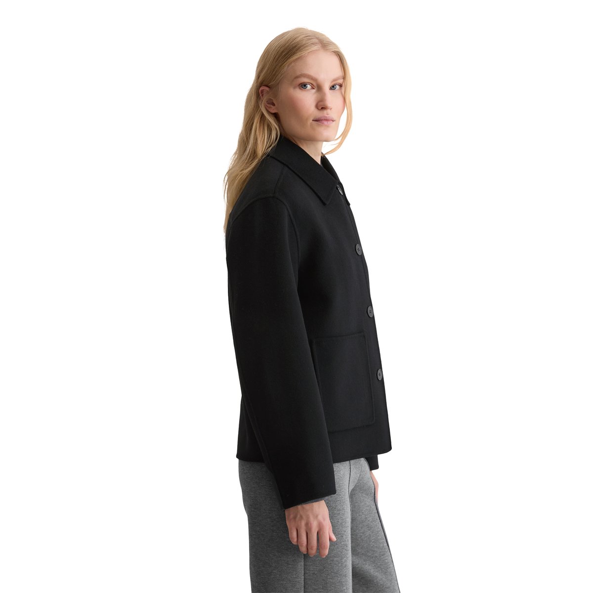 Veste chemise regular en double face de laine noble noir, MARC O'POLO