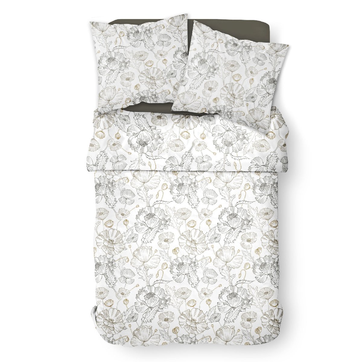 Parure de lit 2 personnes imprimé floral coton SUNSHINE EDDI blanc, TODAY