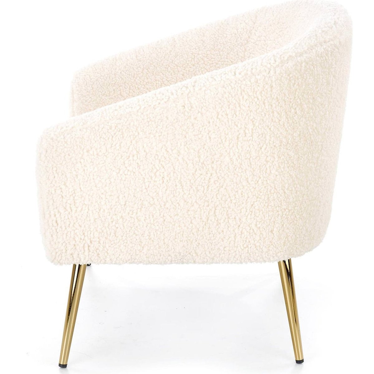 Fauteuil cosy tissu bouclé, Collection SATERSE beige bouclé et doré, RECOLLECTION