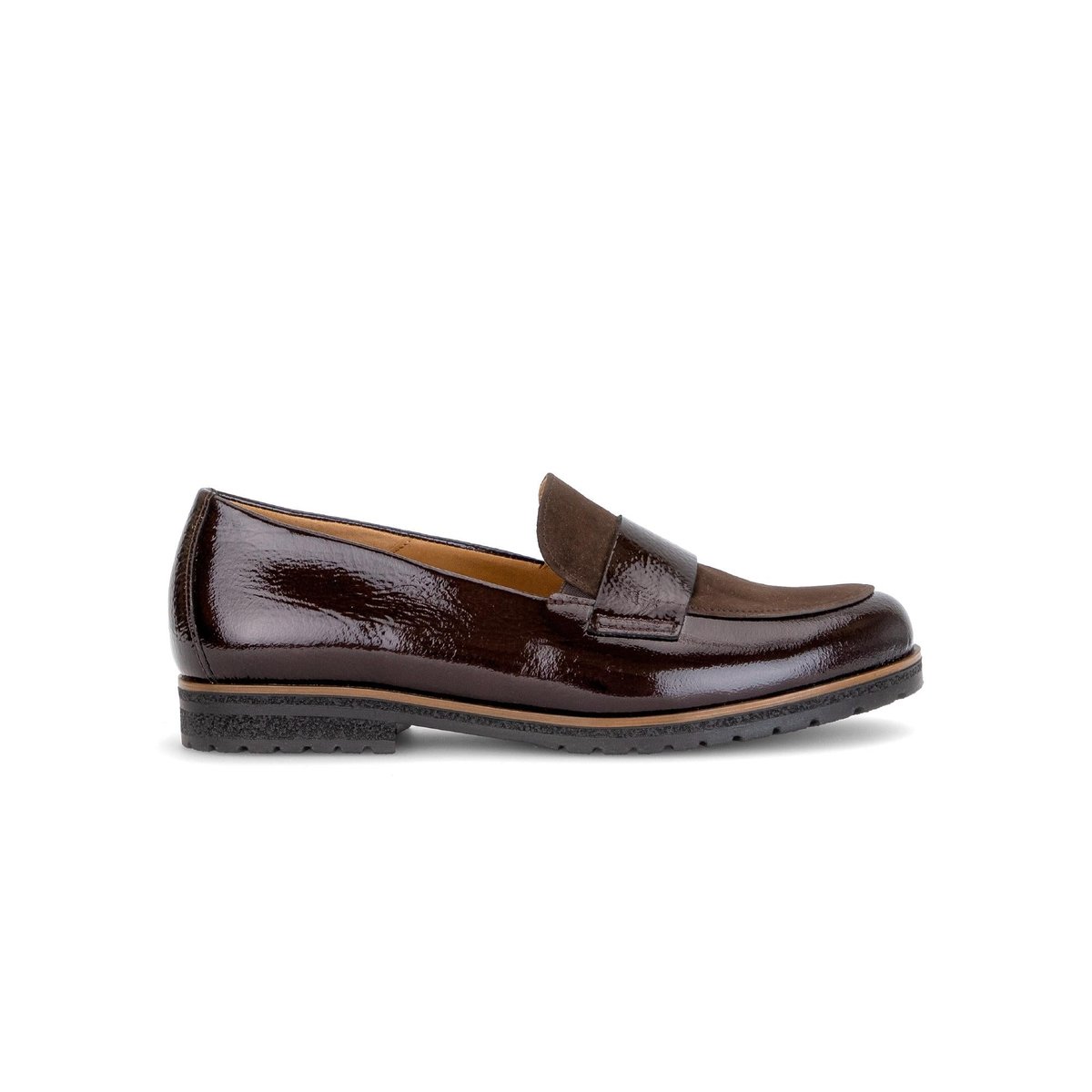 Mocassins en cuir lisse à talon décroché marron, GABOR