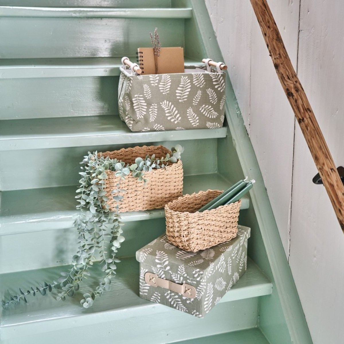 Panier tissu imprimé vert, ZELLER PRESENT
