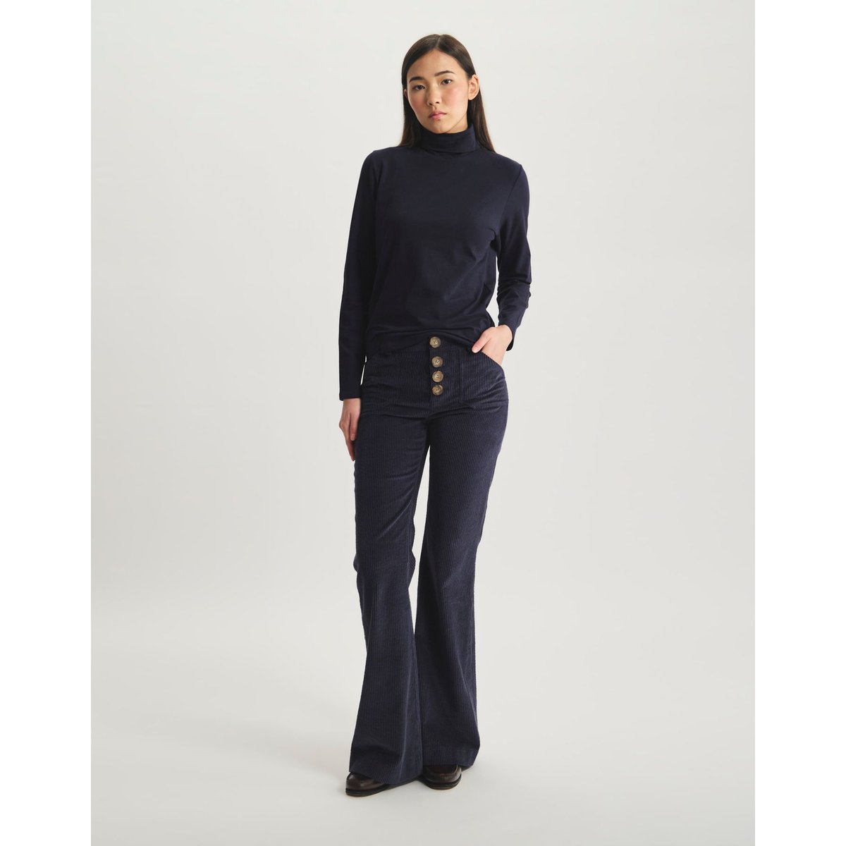 Top Matthieu à col roulé en coton bleu, INES DE LA FRESSANGE PARIS