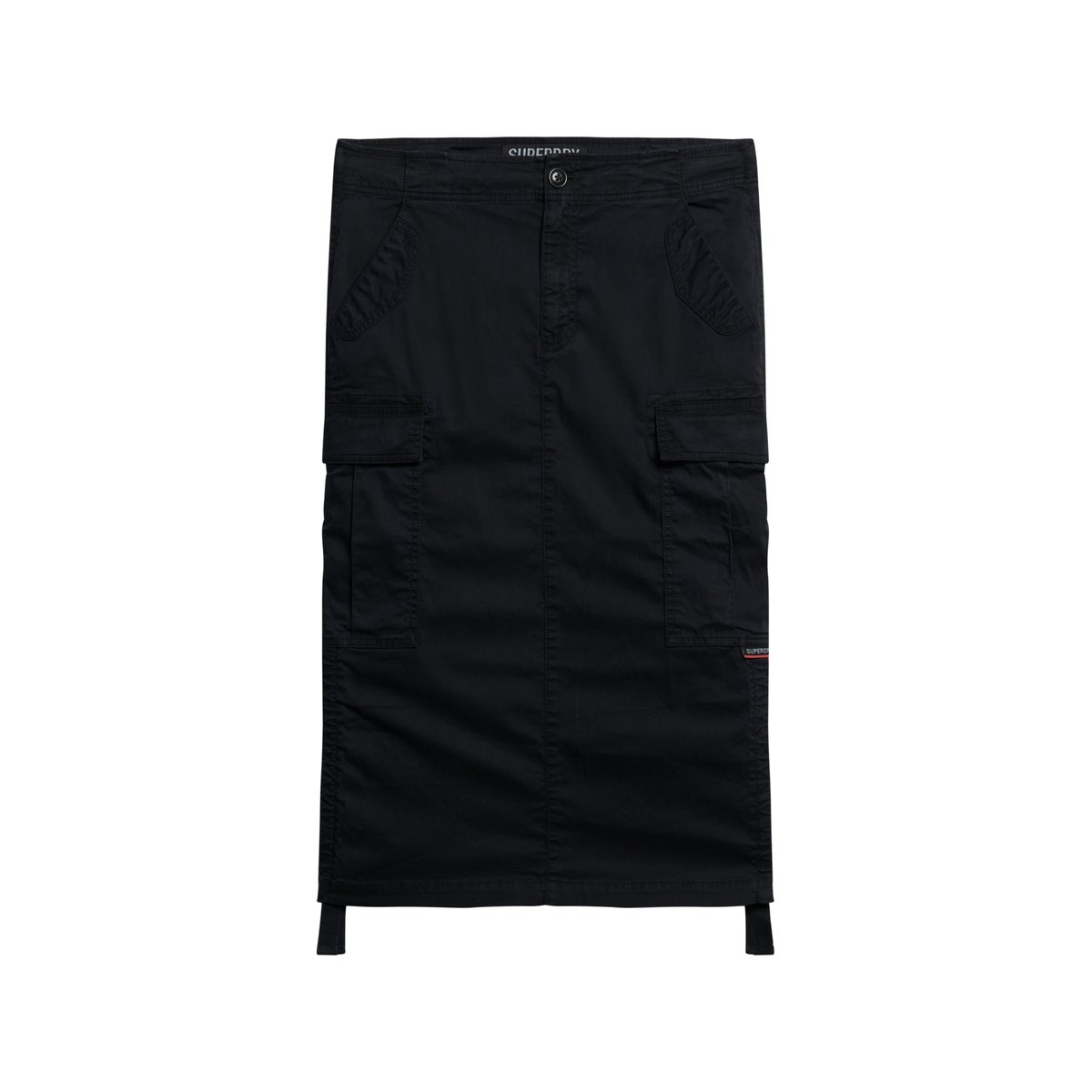 Jupe mi-longue cargo noir délavé, SUPERDRY