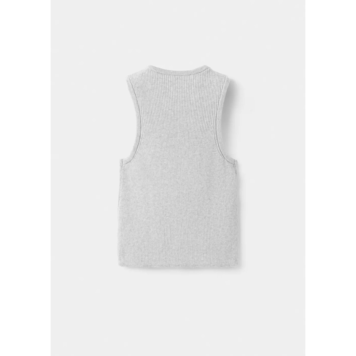 Top maille côtelée gris chiné clair, MANGO KIDS