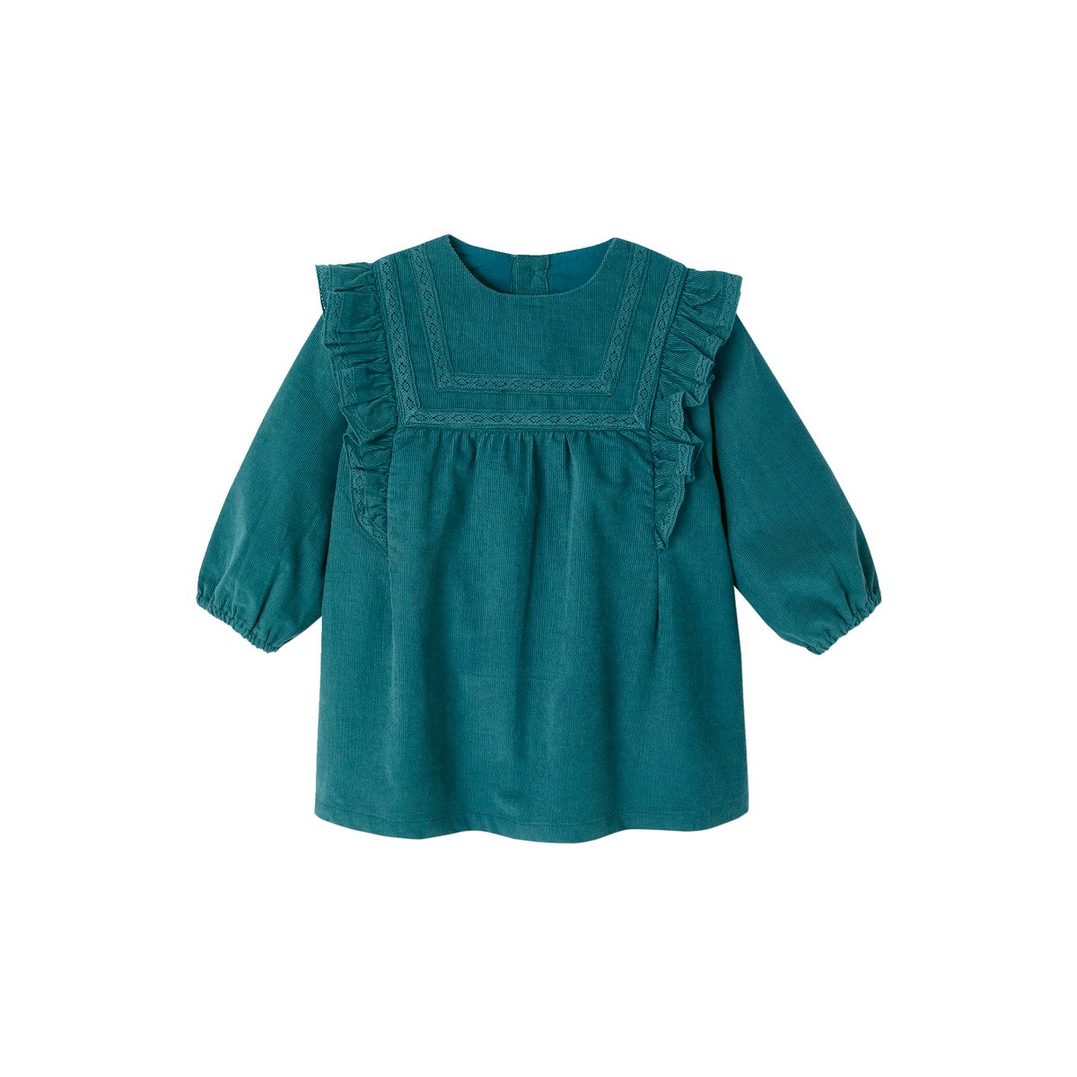 Robe bébé en velours côtelé bleu canard, VERTBAUDET