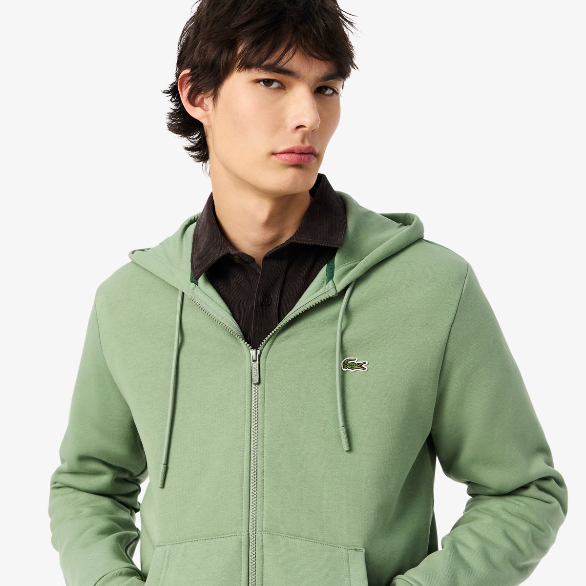 Sweatshirt à capuche zippé molleton vert-s86, LACOSTE