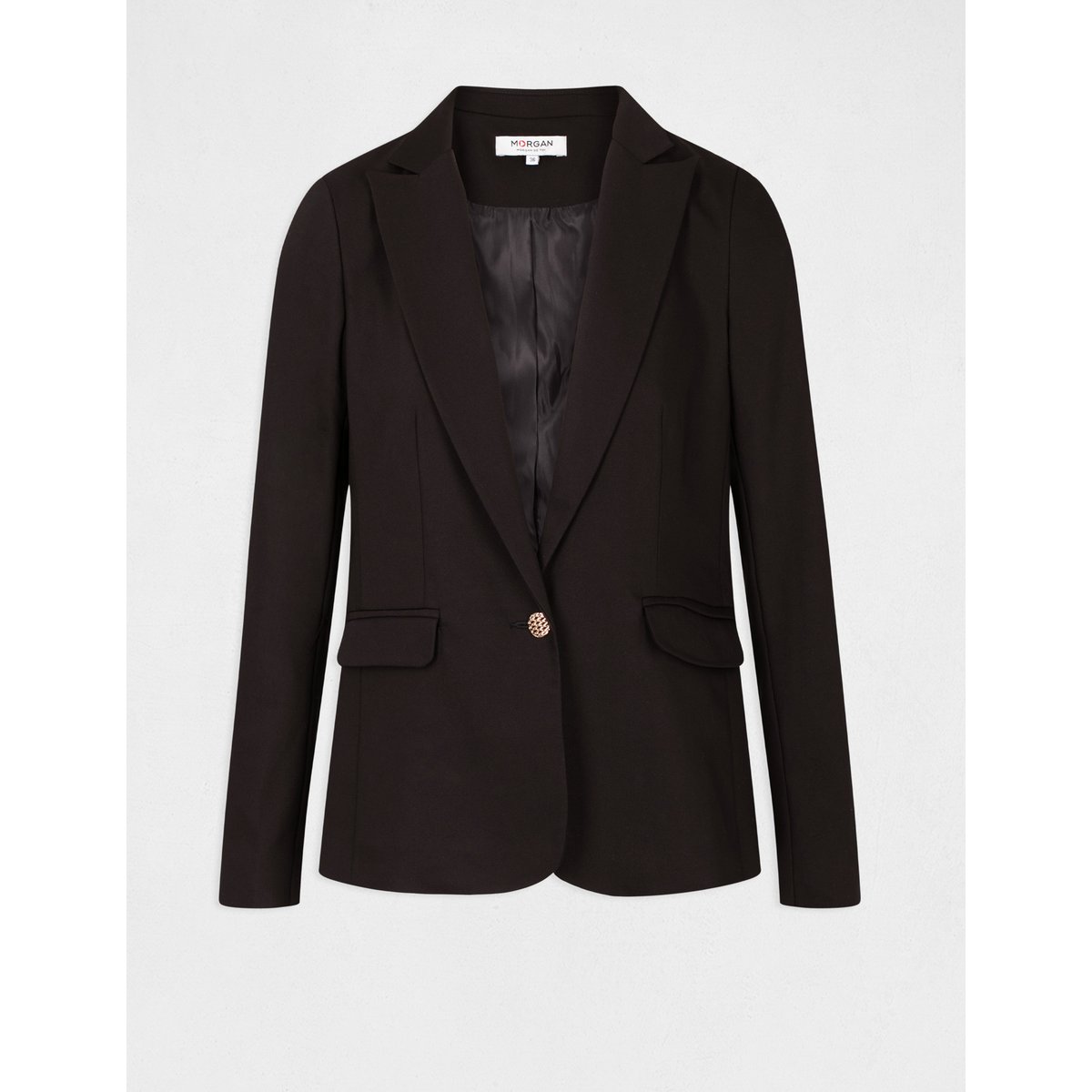 Veste tailleur droite boutonnée noir, MORGAN