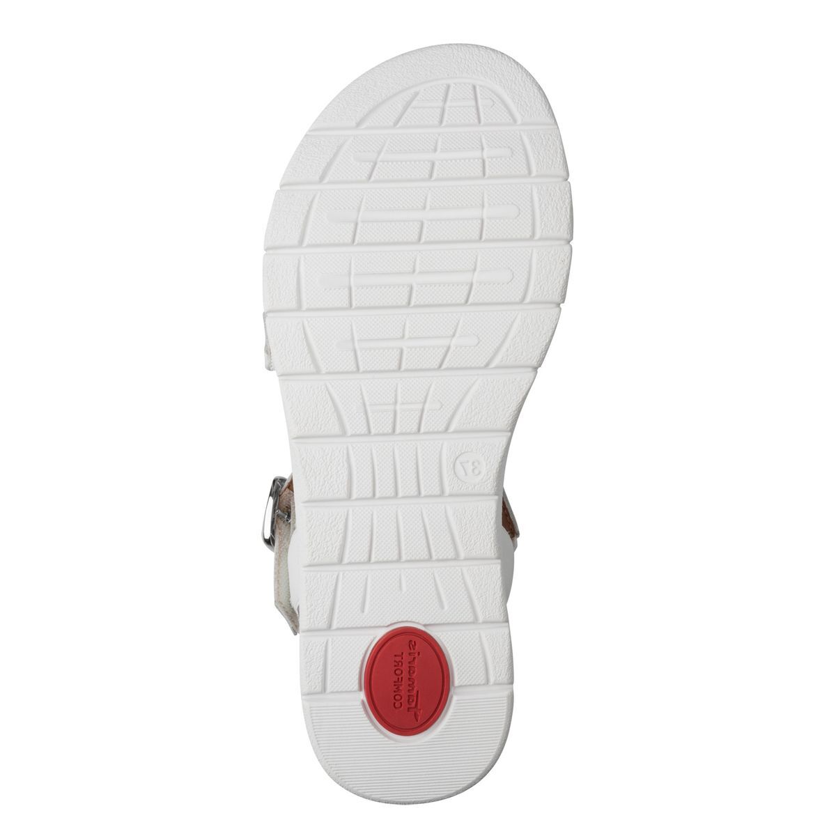 Sandale à talon en cuir blanc argent, TAMARIS