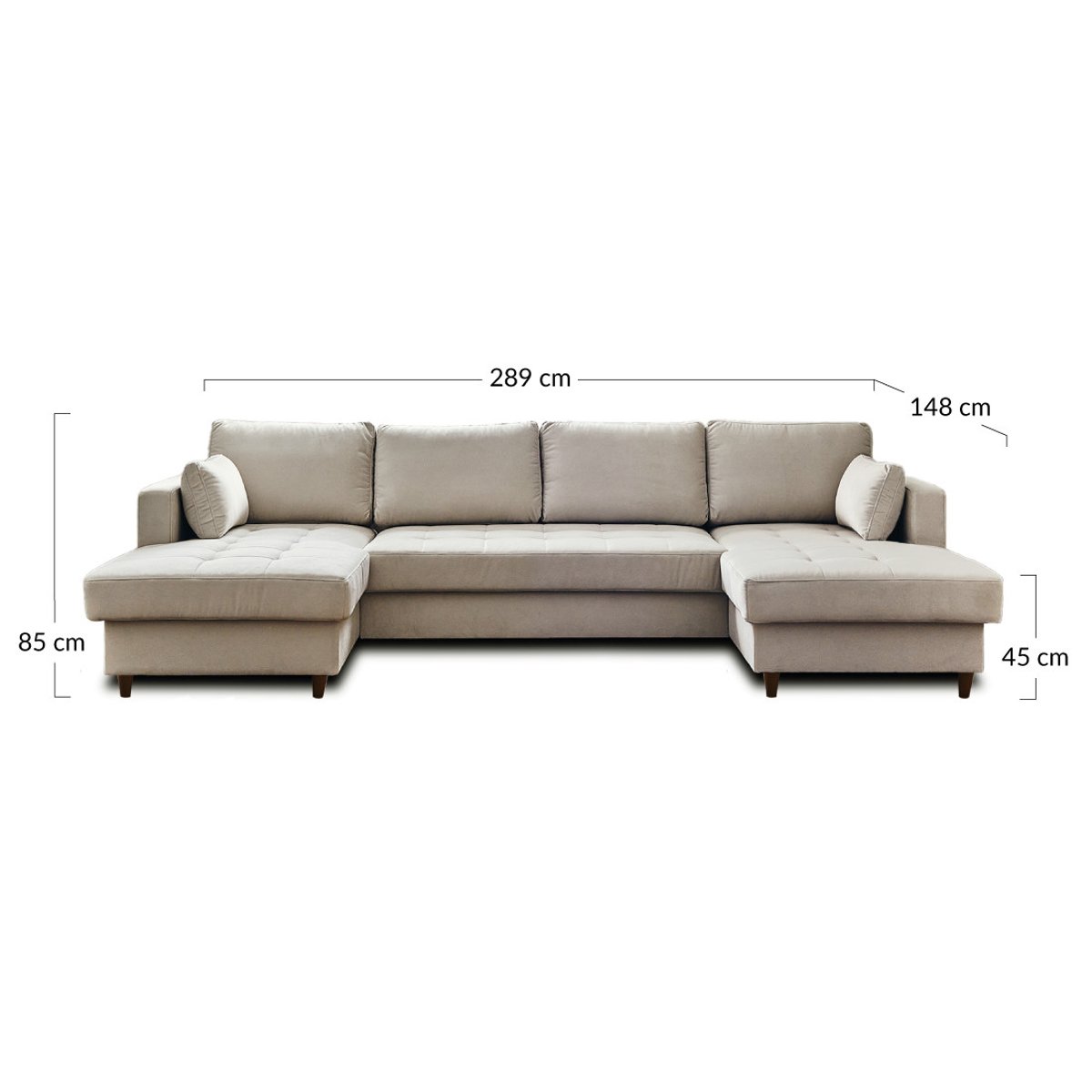 Canapé Panoramique Convertible 7 places - ANNA bleu canard, BEST MOBILIER
