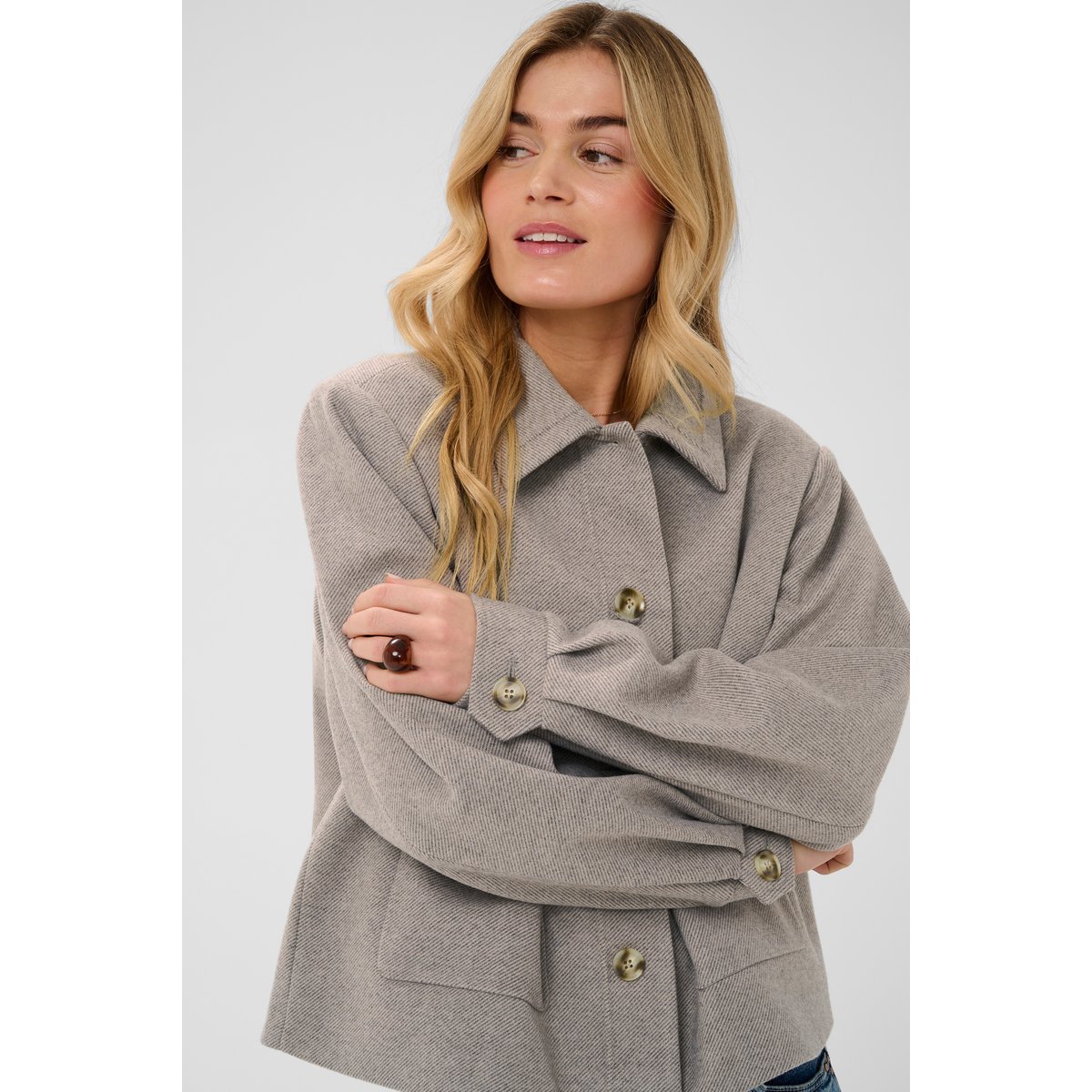 Manteau beige brown lentil melange, CREAM