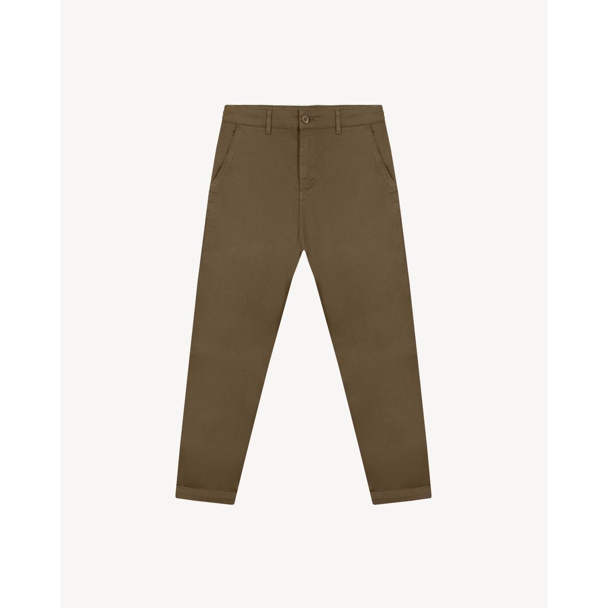 Chino en tissu sergé taupe, FAGUO