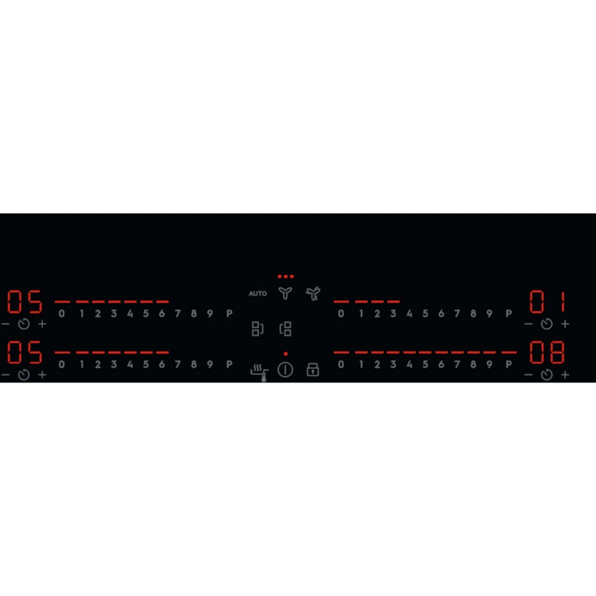 Plaque induction aspirante KCC84440 - Hotte centrale intégrée 80cm couleur unique, ELECTROLUX