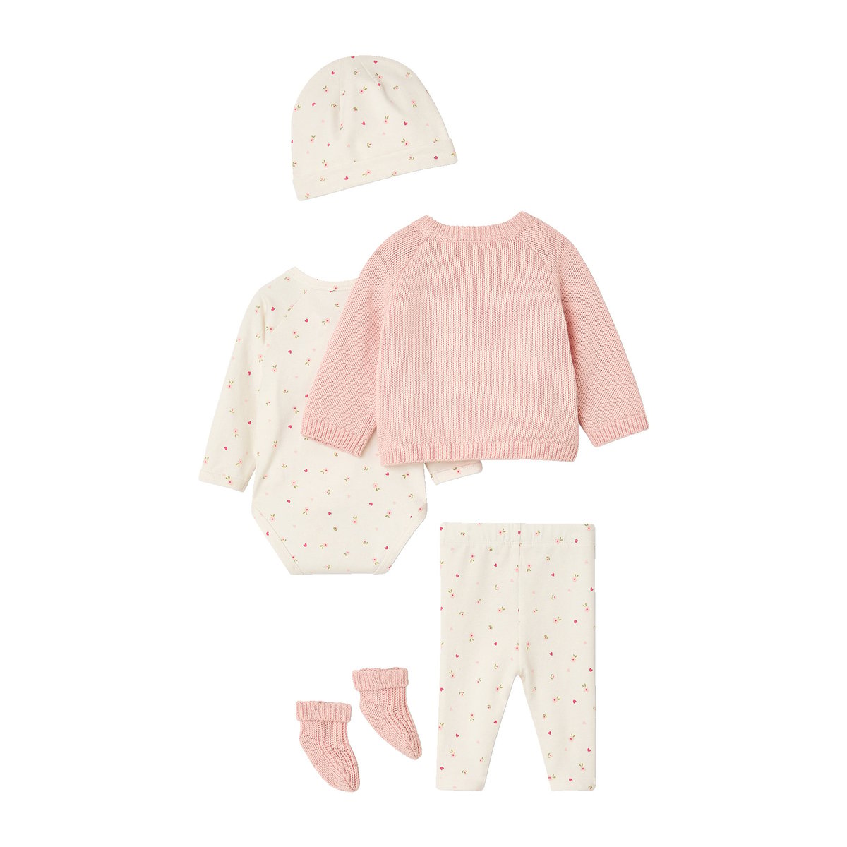 Ensemble 5 pièces naissance rose, VERTBAUDET