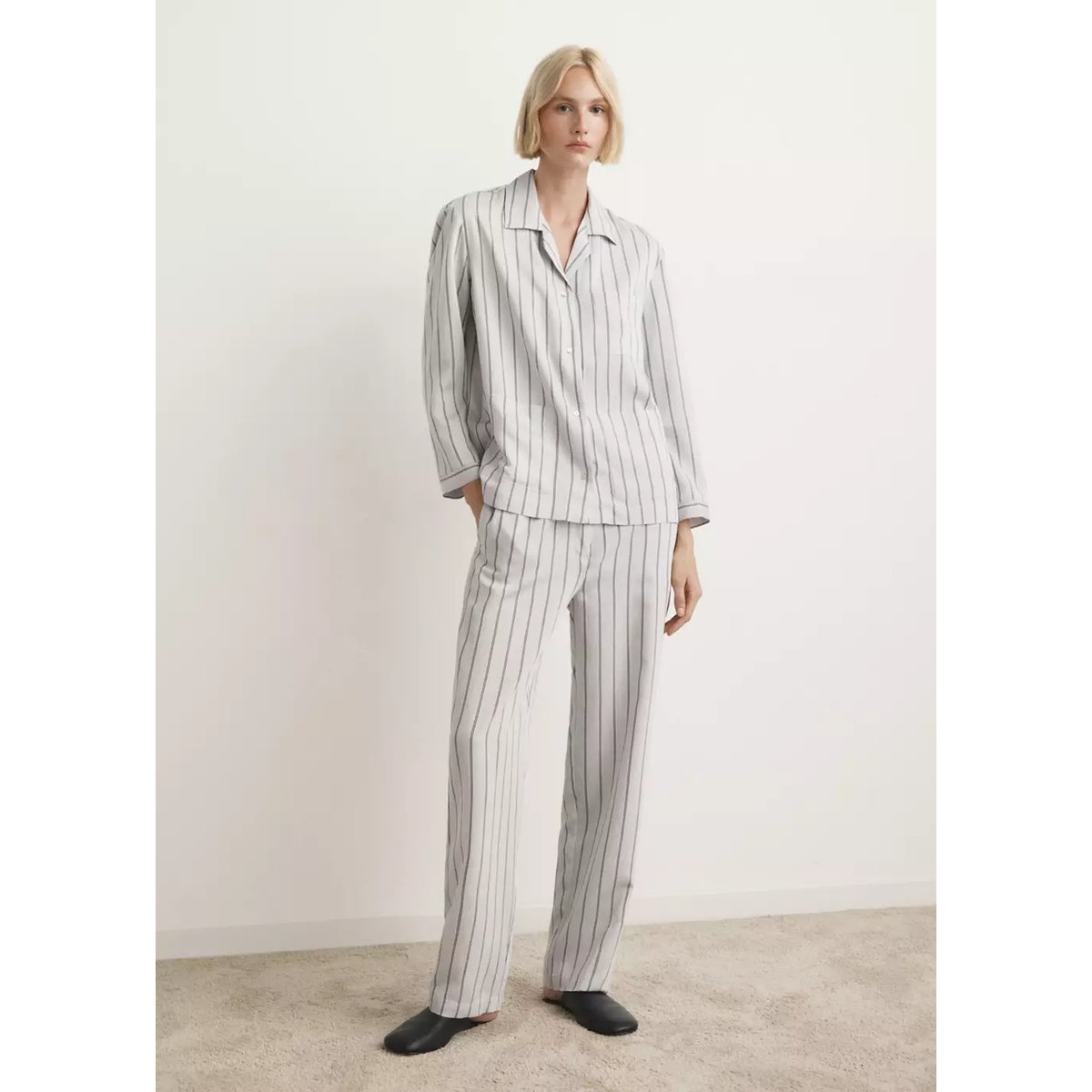 Pantalon pyjama rayures gris, MANGO