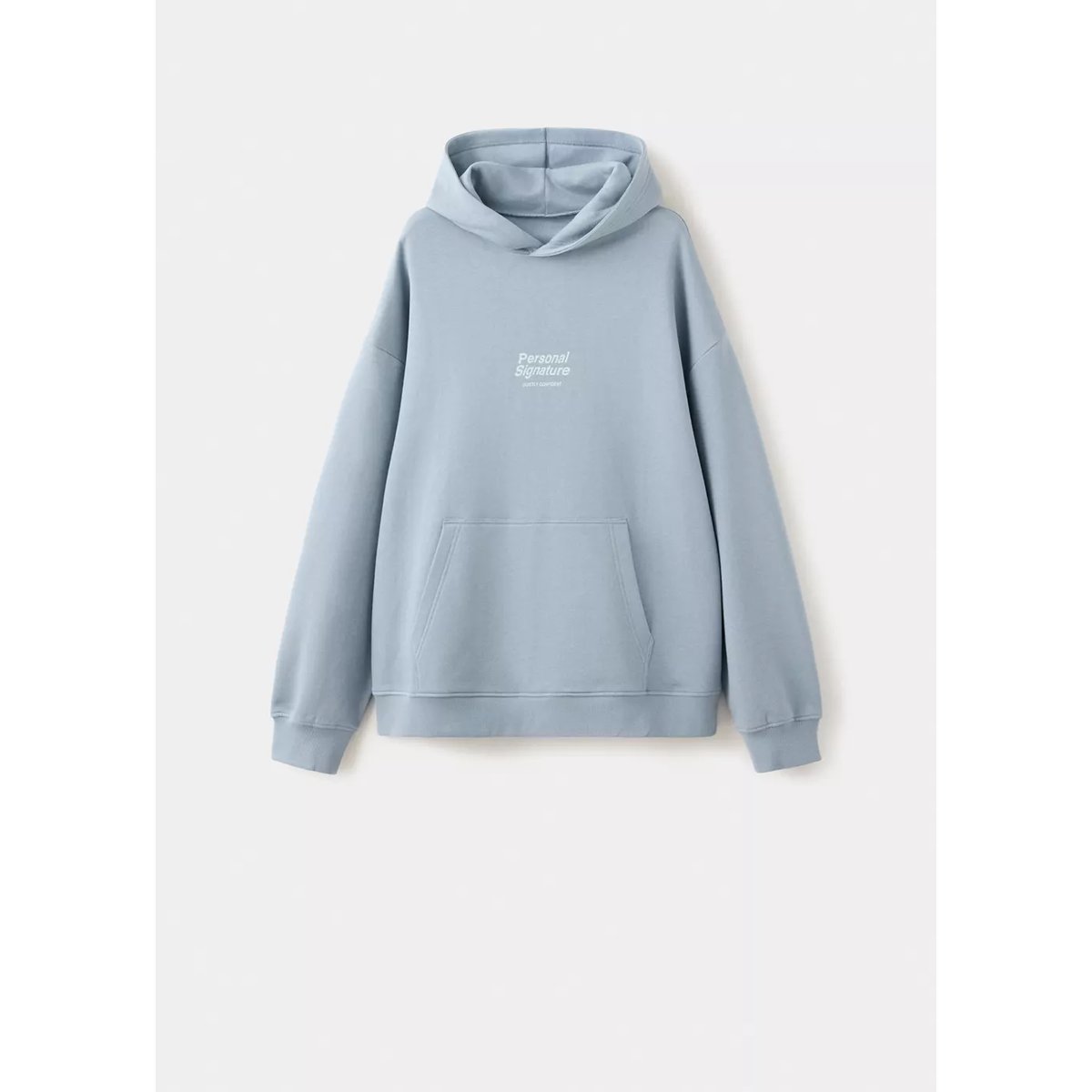 Sweat coton à capuche inscription imprimée bleu, MANGO TEEN