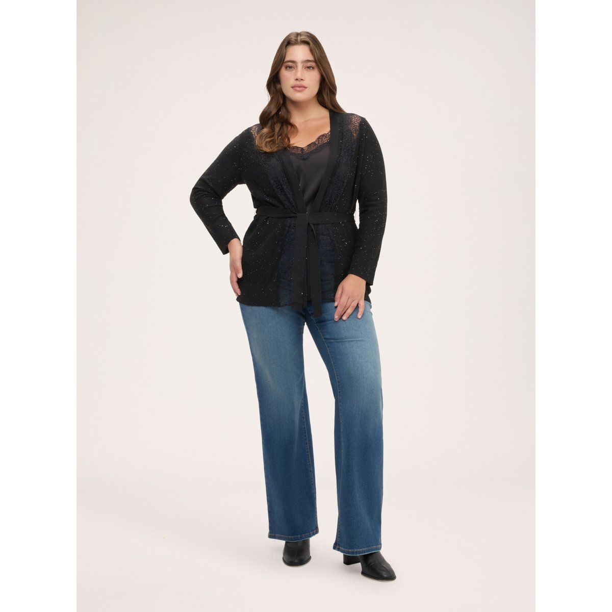 Cardigan avec micro paillettes noir, FIORELLA RUBINO