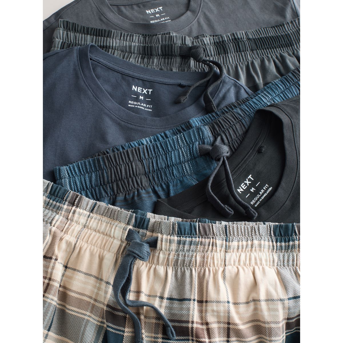 Pyjama manches courtes en jersey, lot de 3 noir/bleu marine, NEXT