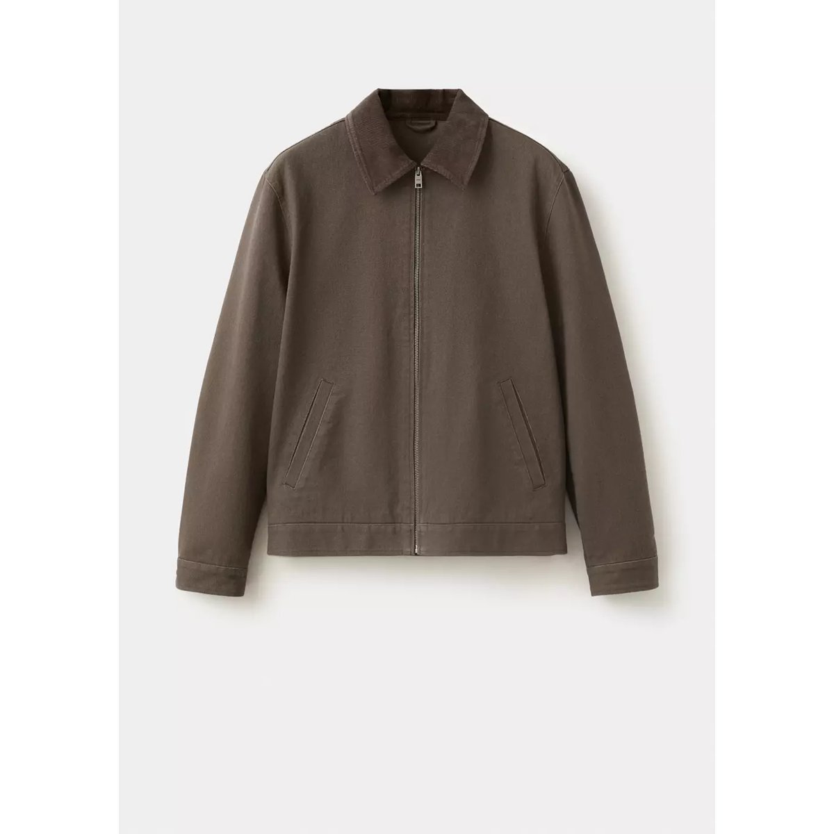 Veste en jean col velours côtelé marron, MANGO MAN