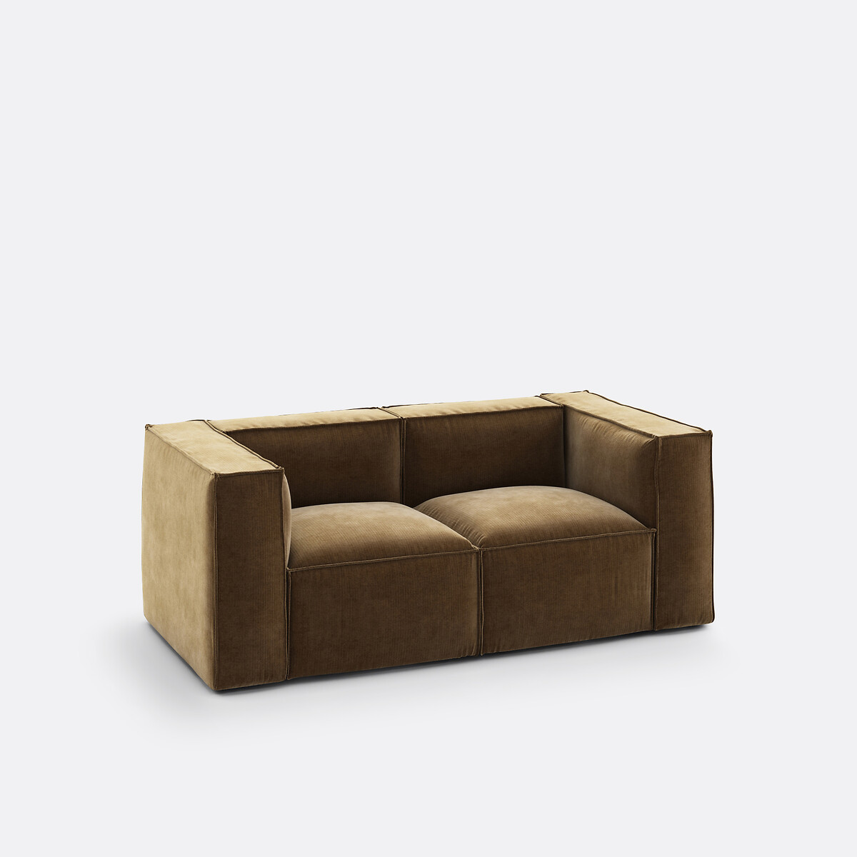 Divano modulare, 2 posti, in velluto a coste vintage, SEVEN bronzo, LA REDOUTE INTERIEURS